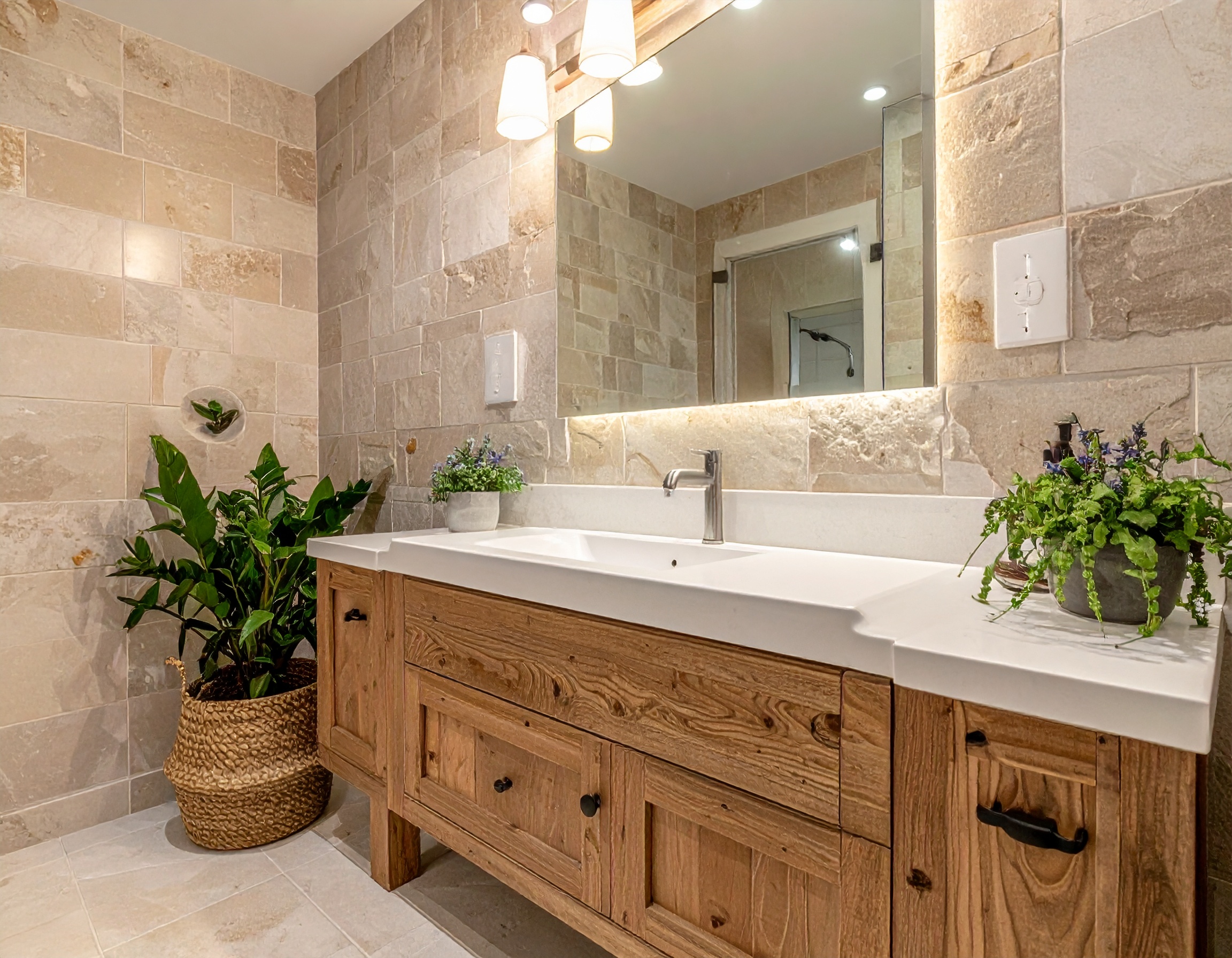 ahşap banyo dolabı
